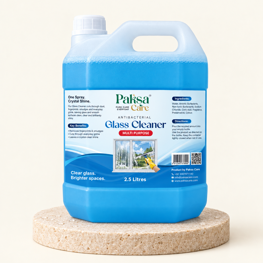 PaksaCare Antibacterial Glass Cleaner 2.5 Litres PaksaCare Antibacterial Glass Cleaner Multi Purpose 2.5 litre can