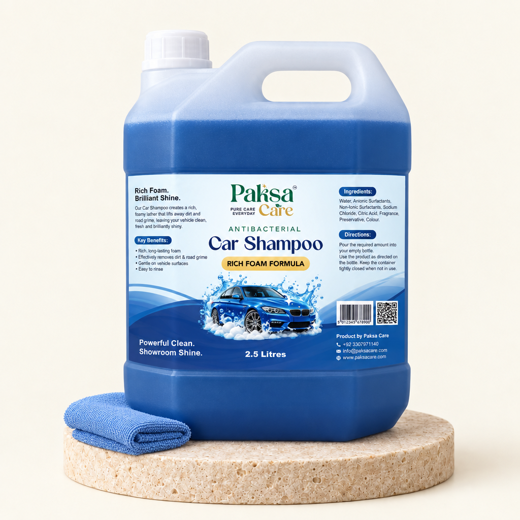 PaksaCare Antibacterial Car Shampoo 2.5 Litres PaksaCare Antibacterial Car Shampoo Rich Foam Formula 2.5 litre can