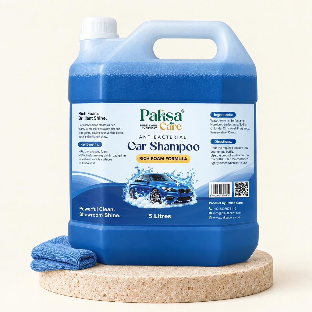 PaksaCare Antibacterial Car Shampoo 5 Litres PaksaCare Antibacterial Car Shampoo Rich Foam Formula 5 litre can